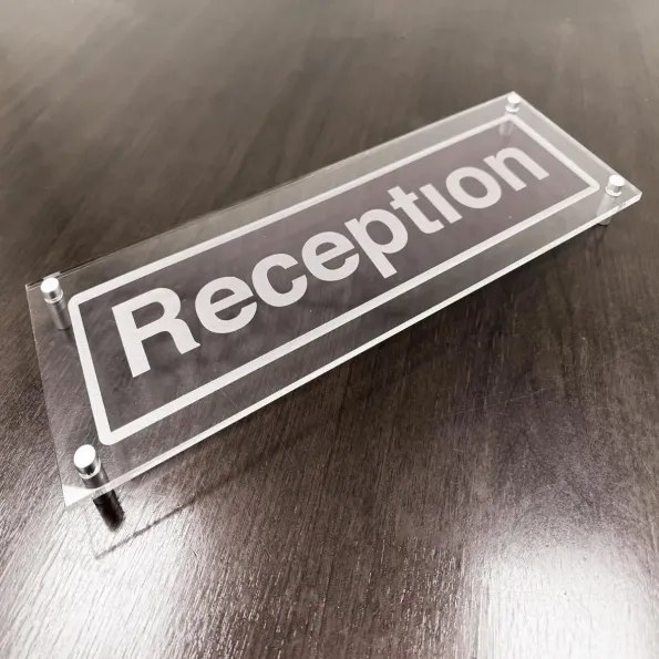 Reception - Clear Acrylic Visual Impact Sign with Stand-off Locators