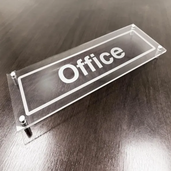 Office - Clear Acrylic Visual Impact Sign with Stand-off Locators
