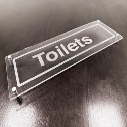 Toilets - Clear Acrylic Visual Impact Sign with Stand-off Locators