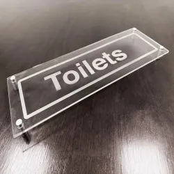 Toilets - Clear Acrylic Visual Impact Sign with Stand-off Locators