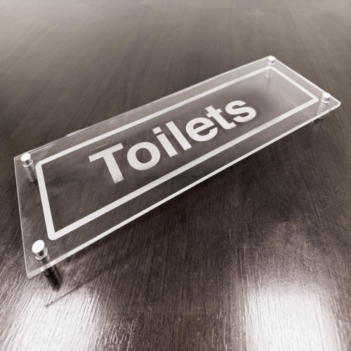 Toilets - Clear Acrylic Visual Impact Sign with Stand-off Locators