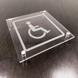 Disabled Symbol - Clear Acrylic Visual Impact Sign with Stand-off Locators