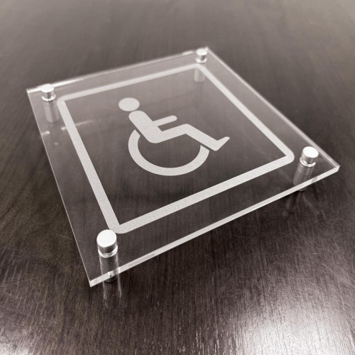 Disabled Symbol - Clear Acrylic Visual Impact Sign with Stand-off Locators