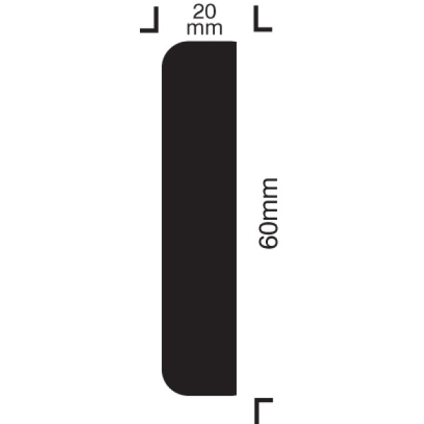 Surface Protection - RECTANGLE 60/20 - Pre-Drilled - 1 metre Long main image 1