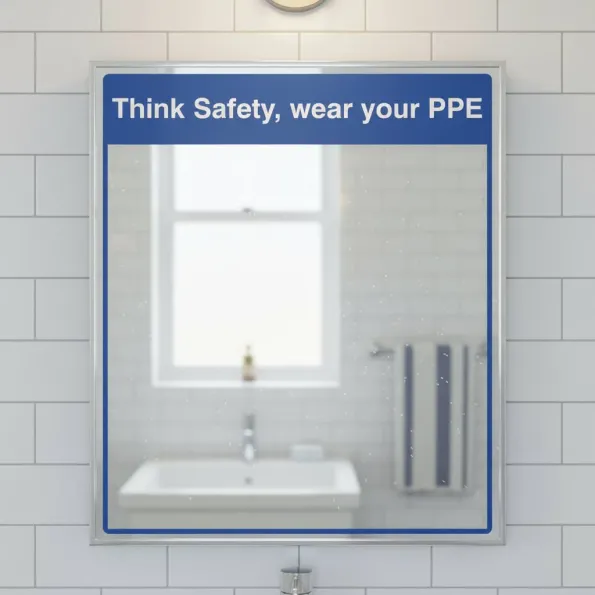 Mirror Message - Think Safety, Wear your PPE Mirror Message - Think Safety, Wear your PPE