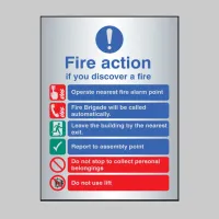 Fire Action Sign with Operate Alarm Auto Dial with Lift