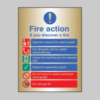 Fire Action Sign with Operate Alarm Auto Dial with Lift