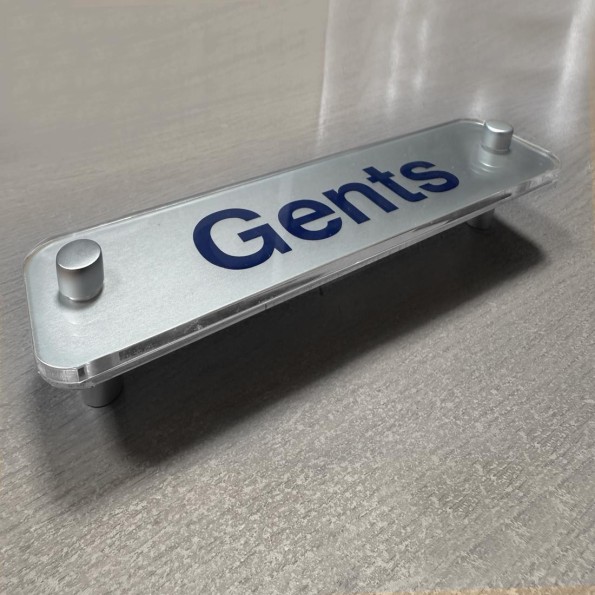 Gents - Aluminium Visual Impact Sign with Stand-off Locators