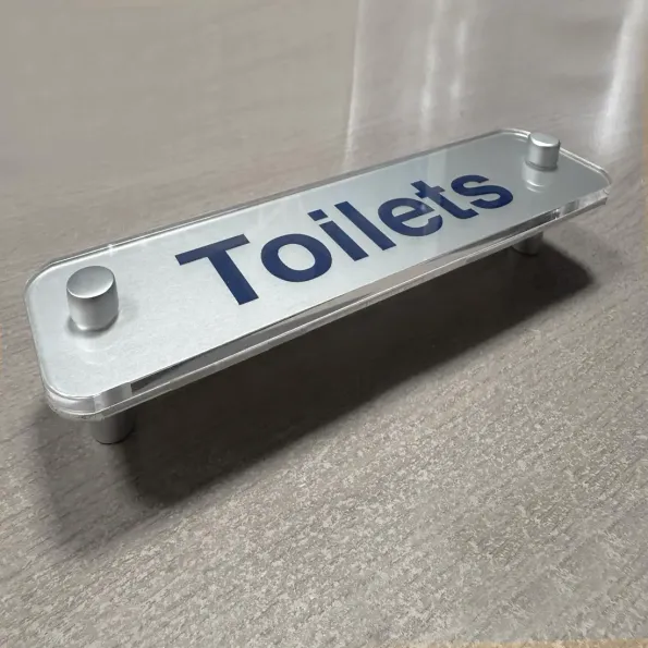 Toilets - Aluminium Visual Impact Sign with Stand-off Locators Toilets - Aluminium Visual Impact Sign with Stand-off Locators