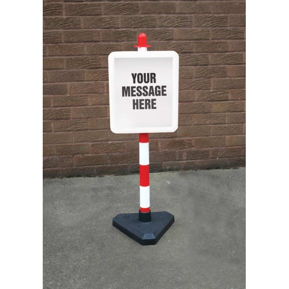 Frame & Post - Includes Custom Sign (White & Red)