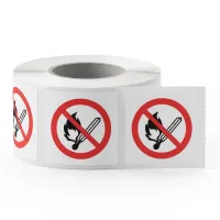 No Naked Light Symbol (Roll of 100 Labels)