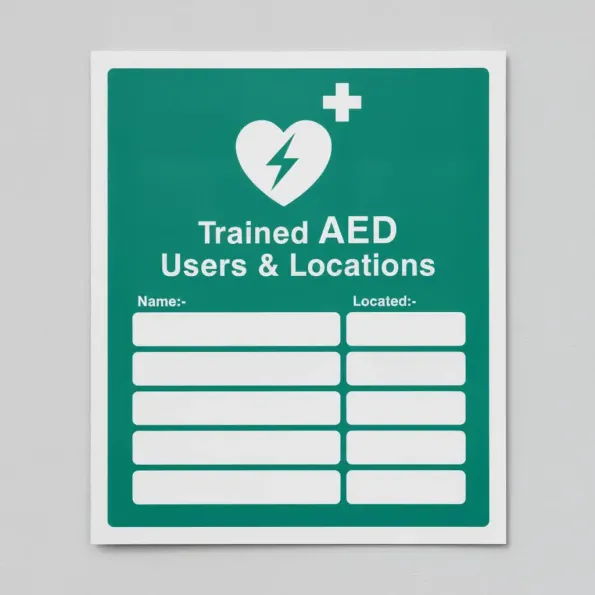 Trained AED Users & Locations (Space for 5 Names and Locations) Trained AED Users & Locations (Space for 5 Names and Locations)