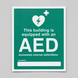 This Building is equipped with an AED Located (Space for Location) This Building is equipped with an AED Located (Space for Location)