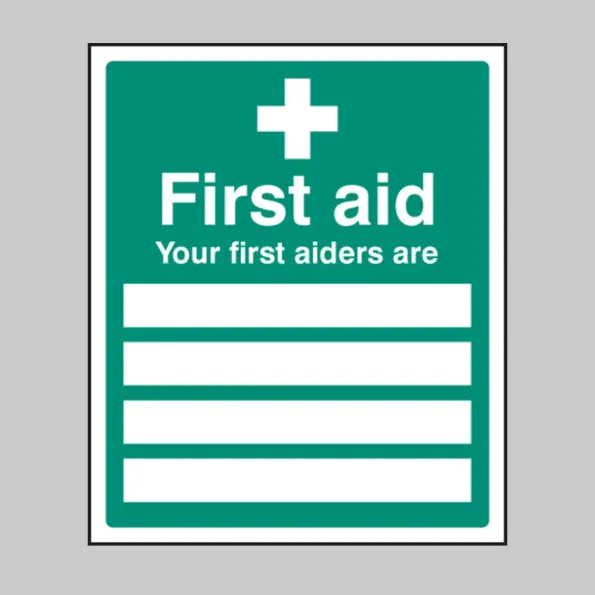 Your First Aiders Are ( Space for 4 Names)