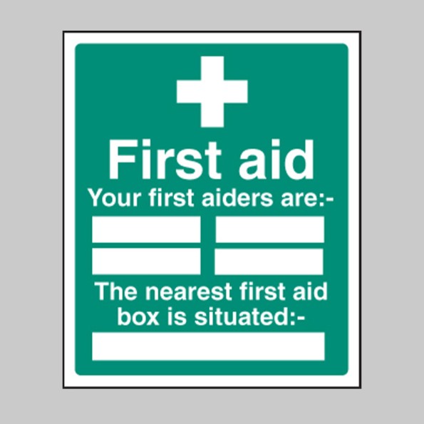 Your First Aiders are (Space for 4 Names) The Nearest First Aid Box Is Situated (Space for Location)