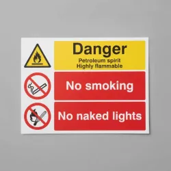 Petroleum Spirit - Highly Flammable - No Smoking, Naked Lights Petroleum Spirit - Highly Flammable - No Smoking, Naked Lights