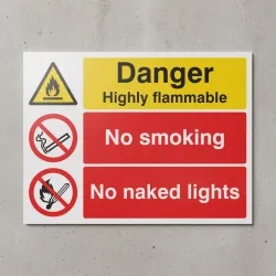 Danger - Highly Flammable - No Smoking - No Naked Lights Danger - Highly Flammable - No Smoking - No Naked Lights