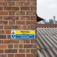 Warning - Fragile Roof - Crawling Boards Or Ladders Must be Used