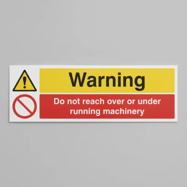 Warning - Do Not Reach Over Or Under Running Machinery Warning - Do Not Reach Over Or Under Running Machinery