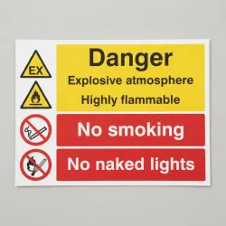 Explosive Atmosphere Highly Flammable No Smoking / Naked Lights