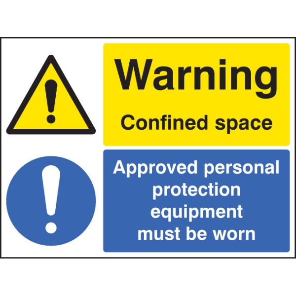 Warning - Confined Space - Approved PPE Must be Worn