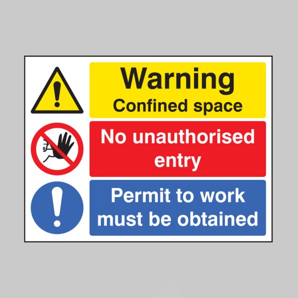 Warning - Confined Space - No Entry - Permit to Work