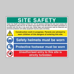 Site Safety - H&S Act - Construction Work - Helmets - Footwear - Unauthorised Entry Forbidden Site Safety - H&S Act - Construction Work - Helmets - Footwear - Unauthorised Entry Forbidden