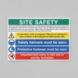 Site Safety - H&S Act - Construction Work - Helmets - Footwear - Unauthorised Entry Forbidden Site Safety - H&S Act - Construction Work - Helmets - Footwear - Unauthorised Entry Forbidden