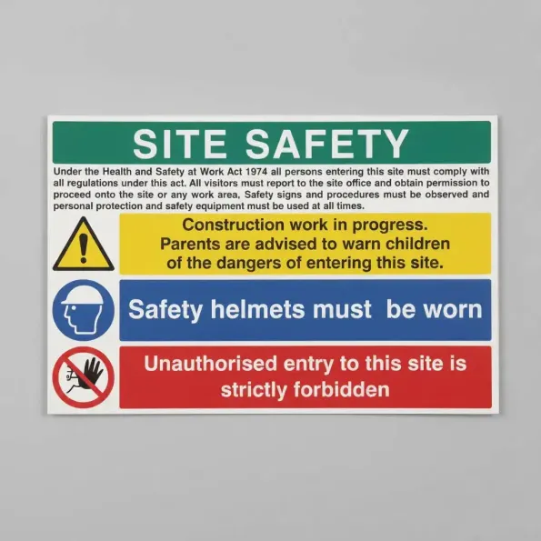 Site Safety - H&S Act - Construction Work - Helmets - Unauthorised Entry Forbidden Site Safety - H&S Act - Construction Work - Helmets - Unauthorised Entry Forbidden