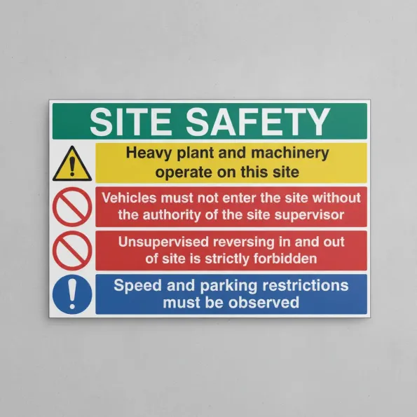 Site Safety - Heavy Plant - Vehicle Entry - No Unsupervised Reversing - Speed / Parking Restrictions Site Safety - Heavy Plant - Vehicle Entry - No Unsupervised Reversing - Speed / Parking Restrictions