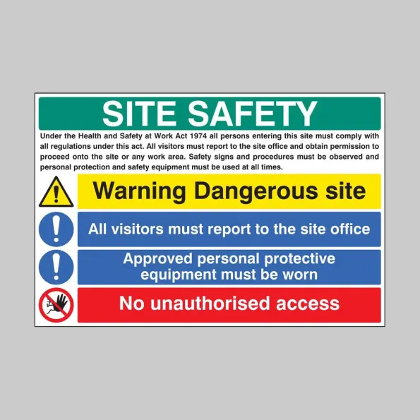 Site Safety - H&S Act - Dangerous Site - Report to Office - PPE - No Unauthorised Access