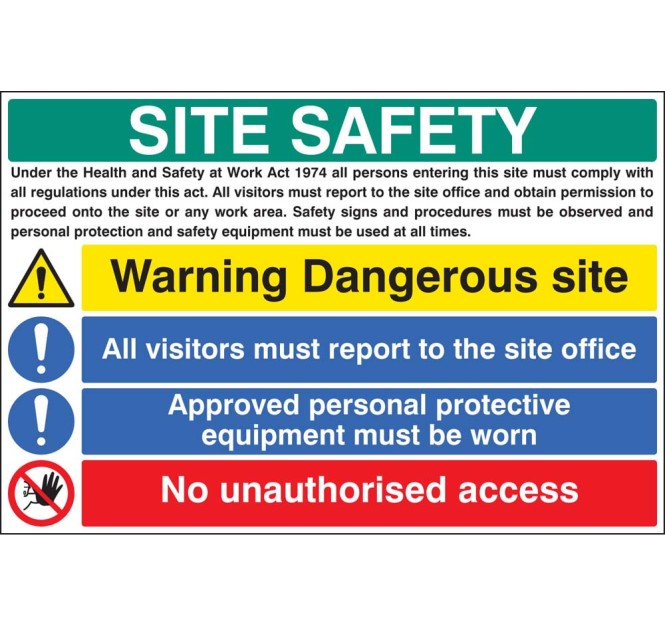 Site Safety - H&S Act - Dangerous Site - Report to Office - PPE - No Unauthorised Access