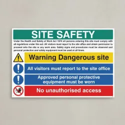 Site Safety - H&S Act - Dangerous Site - Report to Office - PPE - No Unauthorised Access Site Safety - H&S Act - Dangerous Site - Report to Office - PPE - No Unauthorised Access