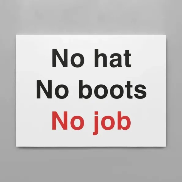 No Hat No Boots No Job No Hat No Boots No Job
