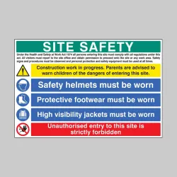 Site Safety - H&S Act - Construction Work - Helmets - Footwear - Hi Vis - Unauthorised Entry Forbidden Site Safety - H&S Act - Construction Work - Helmets - Footwear - Hi Vis - Unauthorised Entry Forbidden