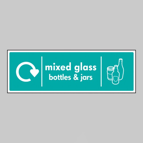 Mixed Glass Bottles & Jars - WRAP Recycling Sign