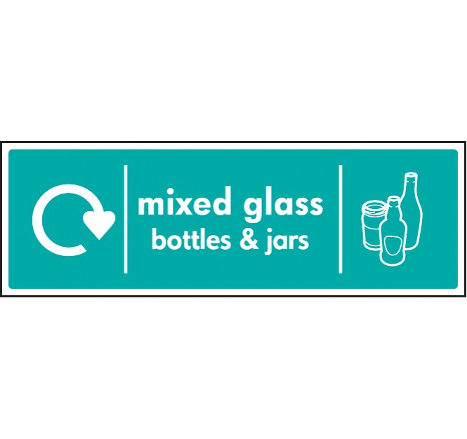 Mixed Glass Bottles & Jars - WRAP Recycling Sign