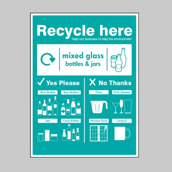 Recycle Here - Mixed Glass Bottles & Jars