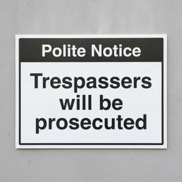 Polite Notice - Trespassers Will be Prosecuted