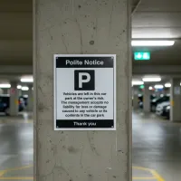 Vehicles are Left in Car Park at the Owner'sRisk Vehicles are Left in Car Park at the Owner'sRisk