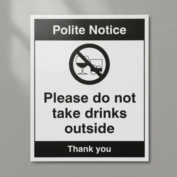 Polite Notice - Please Do Not take Drinks outside Polite Notice - Please Do Not take Drinks outside