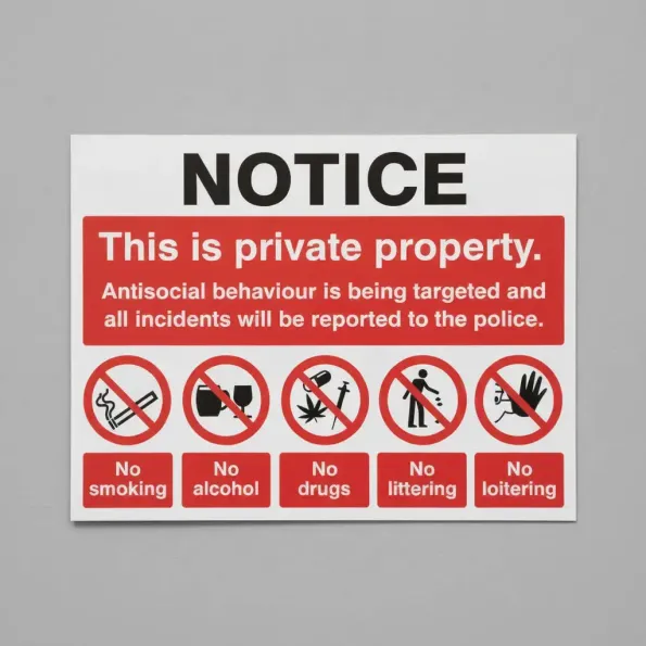 Notice - This is Private Property - Antisocial Behaviour is Being Targeted and Reported