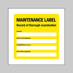 Maintenance Label - Record of Thorough Inspection