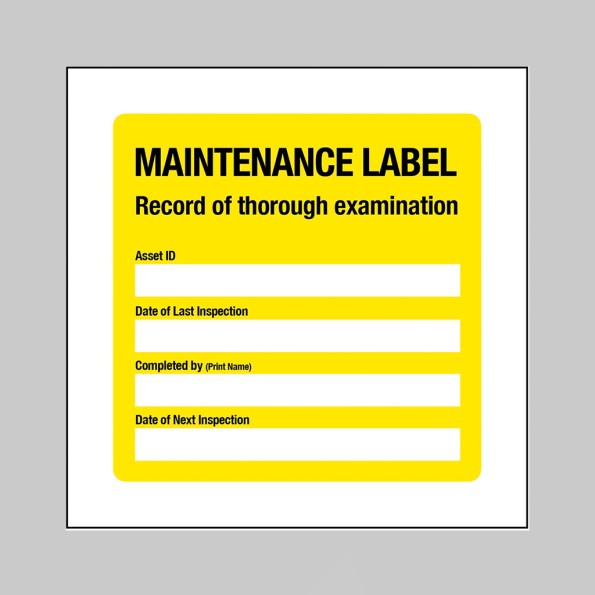 Maintenance Label - Record of Thorough Inspection