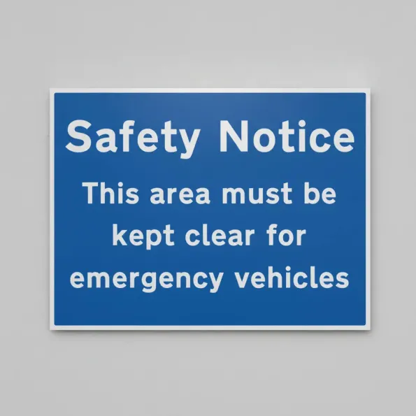 Safety Notice Area Must be Kept Clear for Emergency Vehicles