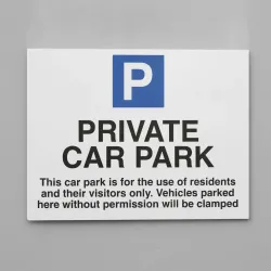 Private Car Park - Use of Residents and Visitors Only - Vehicles Parked without Permission will be Clamped