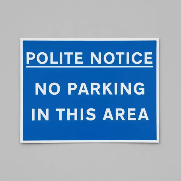 Polite Notice - No Parking in this Area Polite Notice - No Parking in this Area