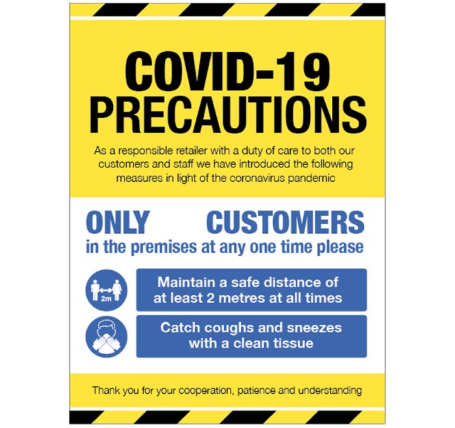 Coronavirus Precautions -2m - Yellow
