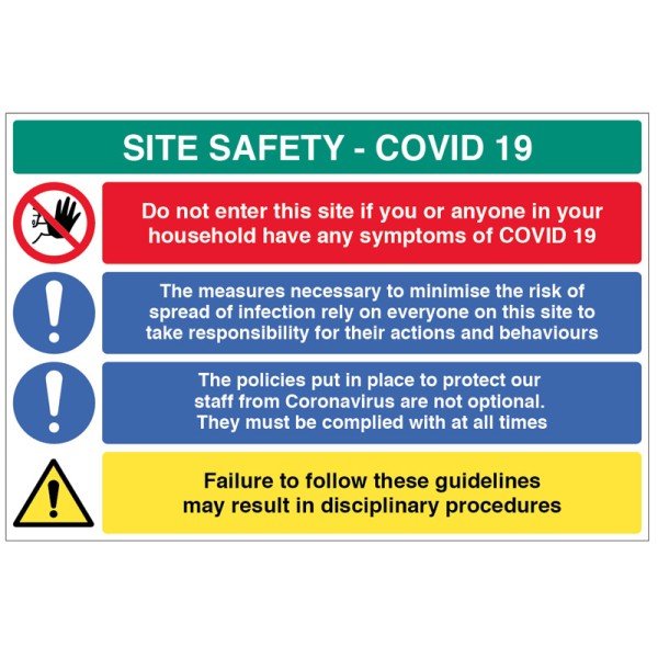 Coronavirus Site Safety Board with 4 Messages