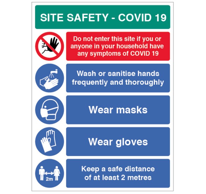 Coronavirus Portrait Site Safety Board with 5 Messages - 2m
